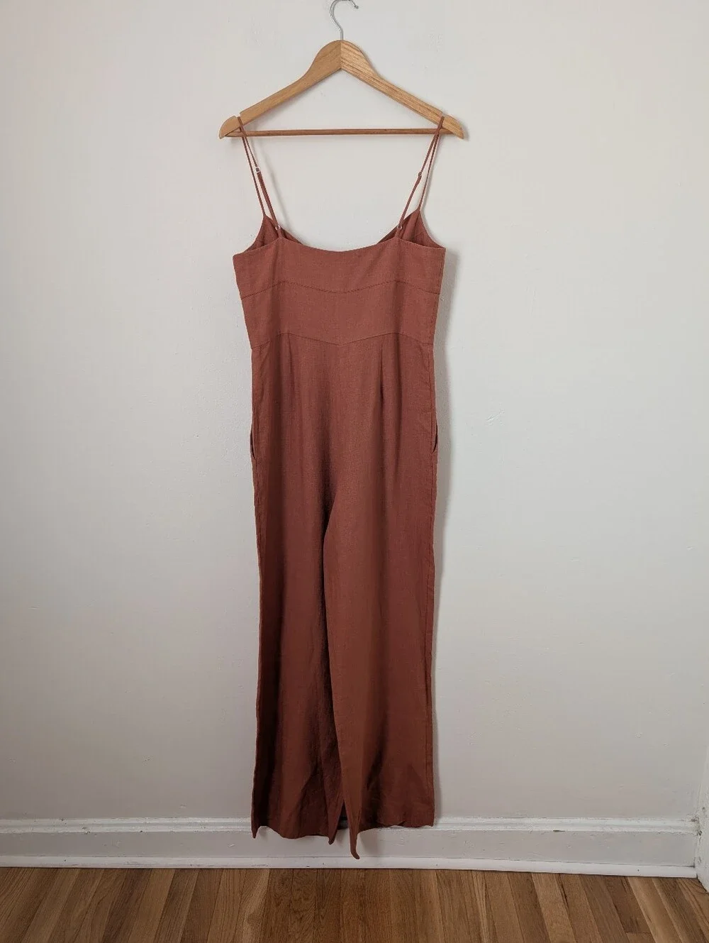 NWT Three Graces London Desert Minnie Warm Tan Brown 100% Linen Relaxed Jumpsuit - Picture 5 of 6